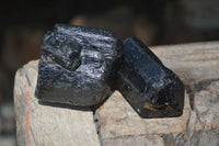 Natural Alluvial Schorl Black Tourmaline Crystals x 12 From Zimbabwe