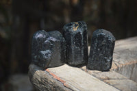 Natural Alluvial Schorl Black Tourmaline Crystals x 12 From Zimbabwe