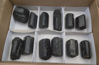 Natural Alluvial Schorl Black Tourmaline Crystals x 12 From Zimbabwe