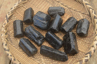 Natural Alluvial Schorl Black Tourmaline Crystals x 12 From Zimbabwe