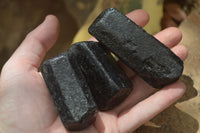 Natural Alluvial Schorl Black Tourmaline Crystals x 12 From Zimbabwe