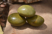 Polished Green Opal Palm Stones x 12 From Madagascar