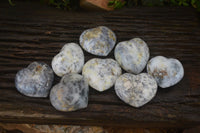 Polished Dendritic Opal Gemstone Hearts x 8 From Madagascar