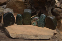 Polished Ruby Corundum In Chrome Verdite Standing Free Forms x 6 From Zimbabwe