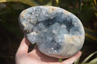 Polished Celestite Egg Geode x 1 From Sakoany, Madagascar