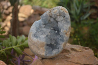 Polished Celestite Egg Geode x 1 From Sakoany, Madagascar