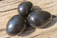 Polished Black Basalt Gemstone Eggs x 6 From Madagascar