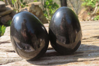 Polished Black Basalt Gemstone Eggs x 6 From Madagascar