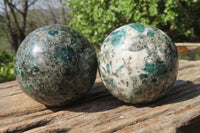 Polished Rare Emerald Mica In Matrix Spheres x 2 From Mutoko, Zimbabwe