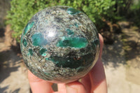 Polished Rare Emerald Mica In Matrix Spheres x 2 From Mutoko, Zimbabwe