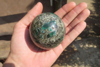 Polished Rare Emerald Mica In Matrix Spheres x 2 From Mutoko, Zimbabwe