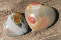 Polished Polychrome Jasper Gemstone Hearts x 6 From Madagascar