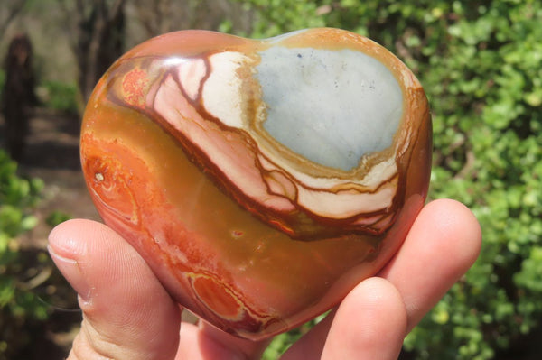 Polished Polychrome Jasper Gemstone Hearts x 6 From Madagascar