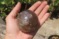 Polished Clear & Smokey Quartz Crystal Balls x 3 From Madagascar