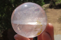 Polished Clear & Smokey Quartz Crystal Balls x 3 From Madagascar