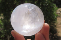 Polished Clear & Smokey Quartz Crystal Balls x 3 From Madagascar