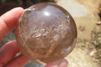 Polished Clear & Smokey Quartz Crystal Balls x 3 From Madagascar