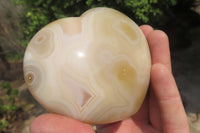 Polished Banded Agate Gemstone Hearts x 3 From Madagascar