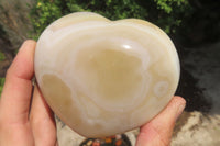 Polished Banded Agate Gemstone Hearts x 3 From Madagascar