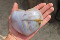 Polished Banded Agate Gemstone Hearts x 3 From Madagascar