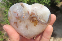 Polished Banded Agate Gemstone Hearts x 3 From Madagascar