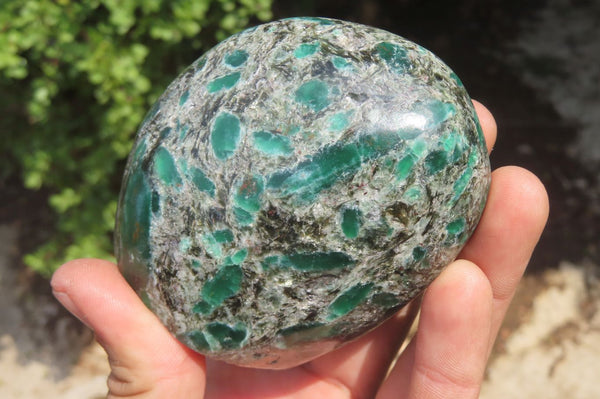 Polished Rare Emerald Mica In Matrix Standing Free Forms x 3 From Mutoko, Zimbabwe