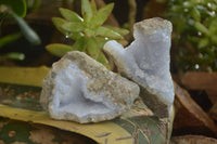 Natural Blue Lace Agate Geode Specimens x 24 From Malawi