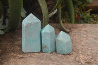 Polished Amazonite Points x 3 from Madagascar