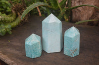 Polished Amazonite Points x 3 from Madagascar