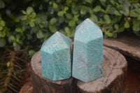 Polished Amazonite Points x 3 from Madagascar