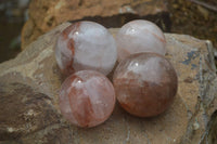 Polished Hematoid Quartz Spheres x 4 From Madagascar