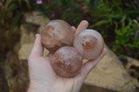 Polished Hematoid Quartz Spheres x 4 From Madagascar