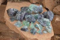 Natural Watermelon Fluorite Cobbed Specimens x 24 From Uis, Namibia