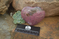 Polished Rhodonite Gemstone Hearts x 4 From Madagascar