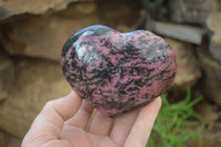 Polished Rhodonite Gemstone Hearts x 4 From Madagascar