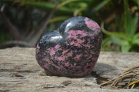 Polished Rhodonite Gemstone Hearts x 4 From Madagascar