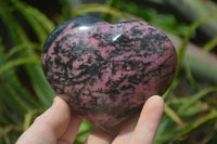 Polished Rhodonite Gemstone Hearts x 4 From Madagascar