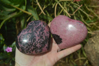 Polished Rhodonite Gemstone Hearts x 4 From Madagascar