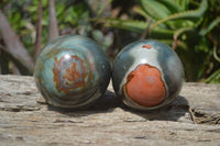 Polished Polychrome Jasper Spheres x 2 From Madagascar