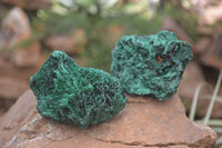 Natural Silky Malachite Specimens x 7 From Kasompe, Congo