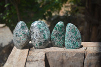 Polished Rare Emerald Mica In Matrix Standing Free Forms x 4 From Mutoko, Zimbabwe