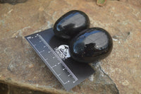 Polished Black Tourmaline Gemstone Eggs x 6 From Madagascar