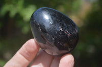 Polished Black Tourmaline Gemstone Eggs x 6 From Madagascar