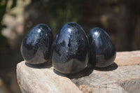 Polished Black Tourmaline Gemstone Eggs x 6 From Madagascar