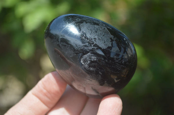 Polished Black Tourmaline Gemstone Eggs x 6 From Madagascar