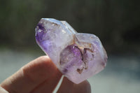 Polished Smokey Window Amethyst Quartz Crystals x 24 From Akansobe, Madagascar