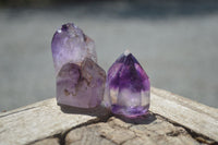 Polished Smokey Window Amethyst Quartz Crystals x 24 From Akansobe, Madagascar