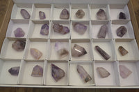 Polished Smokey Window Amethyst Quartz Crystals x 24 From Akansobe, Madagascar