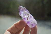 Polished Smokey Window Amethyst Quartz Crystals x 24 From Akansobe, Madagascar