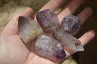 Polished Smokey Window Amethyst Quartz Crystals x 24 From Akansobe, Madagascar